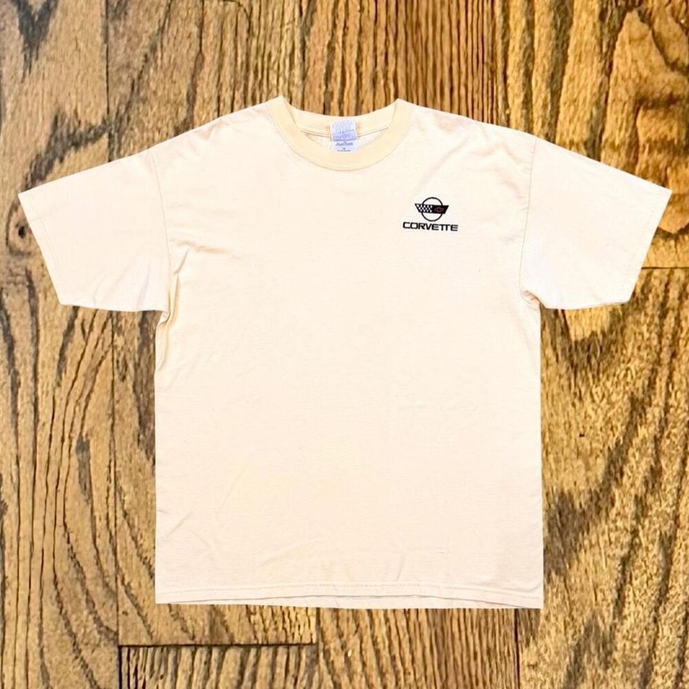 Vintage Yellow Chevy Corvette Embroidered Plain Logo T Shirt